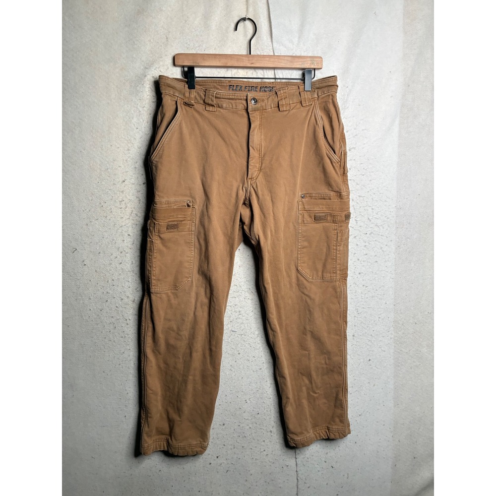 Duluth Trading Co Flex Fire Hose Fleece Lined Cargo Work Pants Brown 36x30